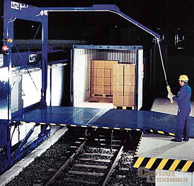 Рельсовый погрузочный комплекс Hafa позволяет осуществлять погрузку-выгрузку железнодорожных контейнеров, не снимая их с подвижного состава