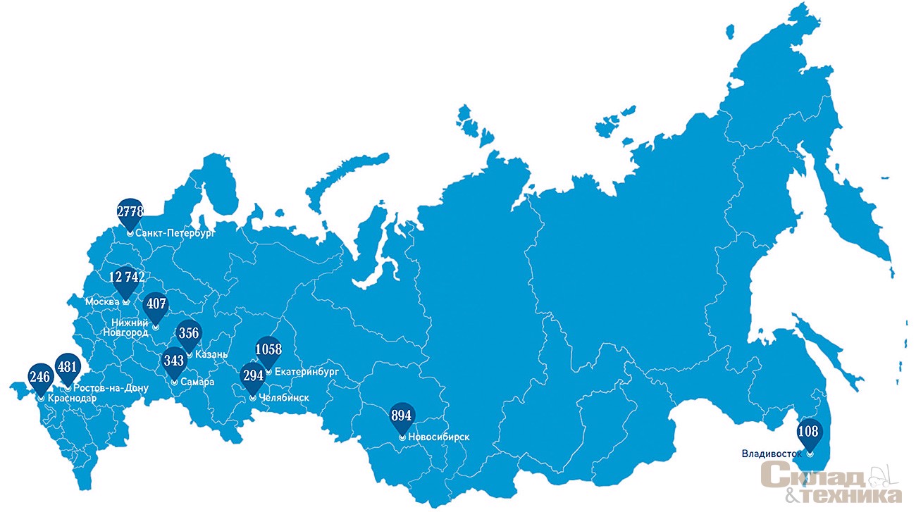 Общий объем предложения в России в 2016 г. – 21 859 м[sup]2[/sup] <br />Источник: Colliers International